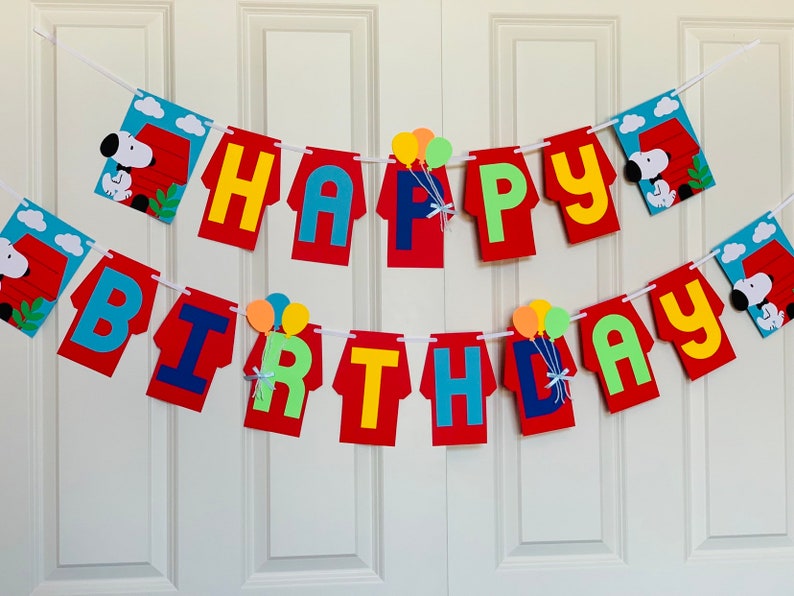 Snoopy Happy Birthday Banner / Snoopy Party / Snoopy Birthday Etsy