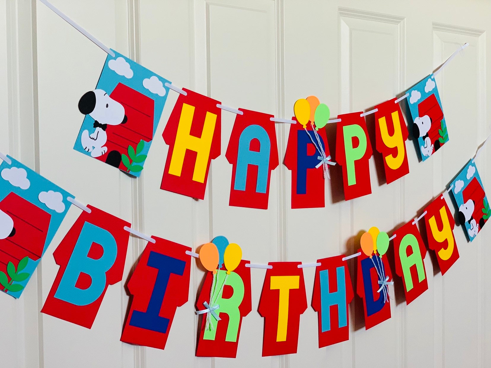 Snoopy Happy Birthday Banner / Snoopy Party / Snoopy Birthday Etsy
