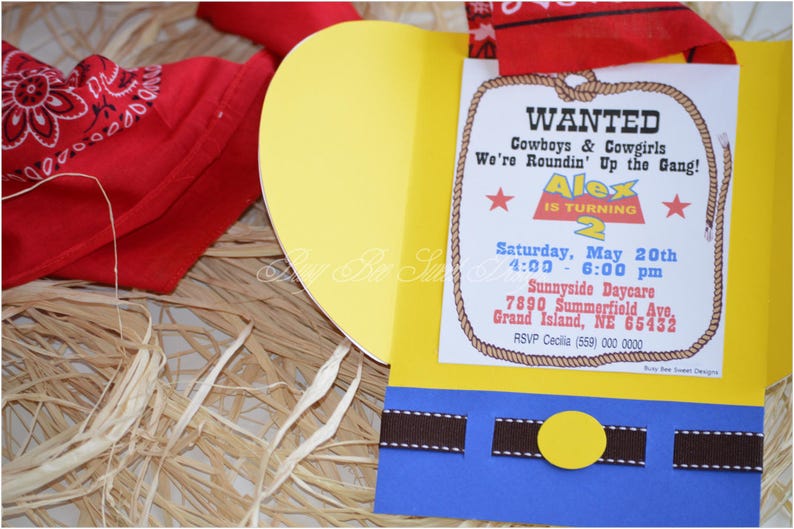 Toy Story Invitations / Inspired Woody Invitations / Cowboy Invitations / Toy Story Woody Invitations image 5