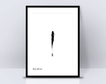 Framed Modern Art print for any room Bedroom or Office, Black and White art, Contemporary, Minimalist art