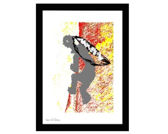 Utility - Framed work in black and white Abstract art print for a modern décor on a FINEART paper