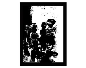 Sight into merger - Framed work in black and white Abstract art print for a modern décor on a FINEART paper