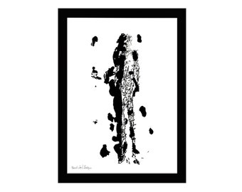 Dress Up - Framed work in black and white Abstract art print for a modern décor on a FINEART paper