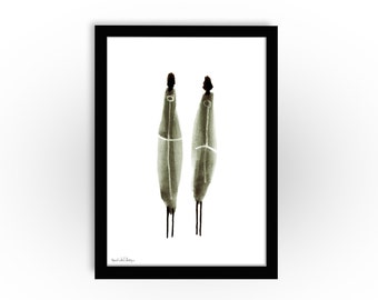 May include: A framed black and white illustration of two figures standing side by side. The figures are drawn in a minimalist style with simple lines and shapes. The figures are wearing long, flowing robes and have their heads bowed. The background is white.