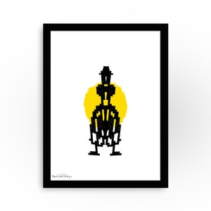 Framed black and white wall art print, high quality original work, kids room abstract decorative art
