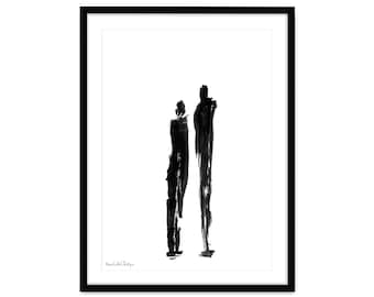 Framed Print, Abstract Figures Print, Valentine's day gift, Modern Art, Minimal Print, Wall Decor, Zen Decoration, Modern Decor