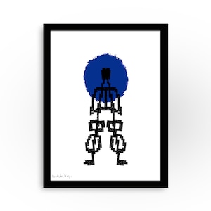 Framed black and white wall art print, high quality abstract work, kids room