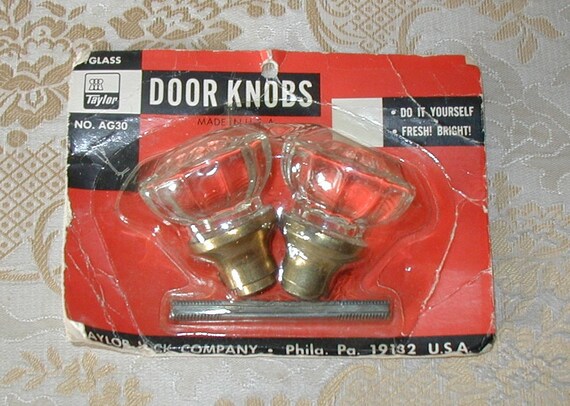Vintage Taylor Lock Company Glass Door Knobs Nos In Original Sealed Package Rare Find Victorian Door Art Deco Usa Made