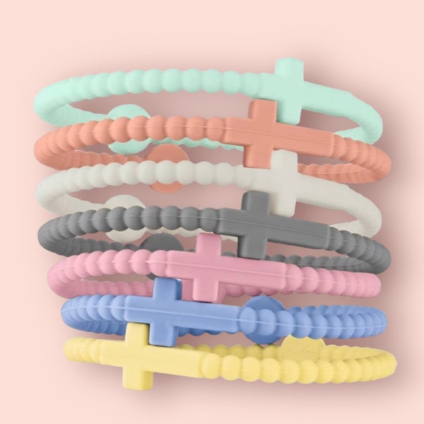 Cross Bracelet for Kids | Silicone Cross Bracelet | Christian, Catholic Gifts | Baby Shower Gift | Baptism Gift | Adult Cross Bracelet