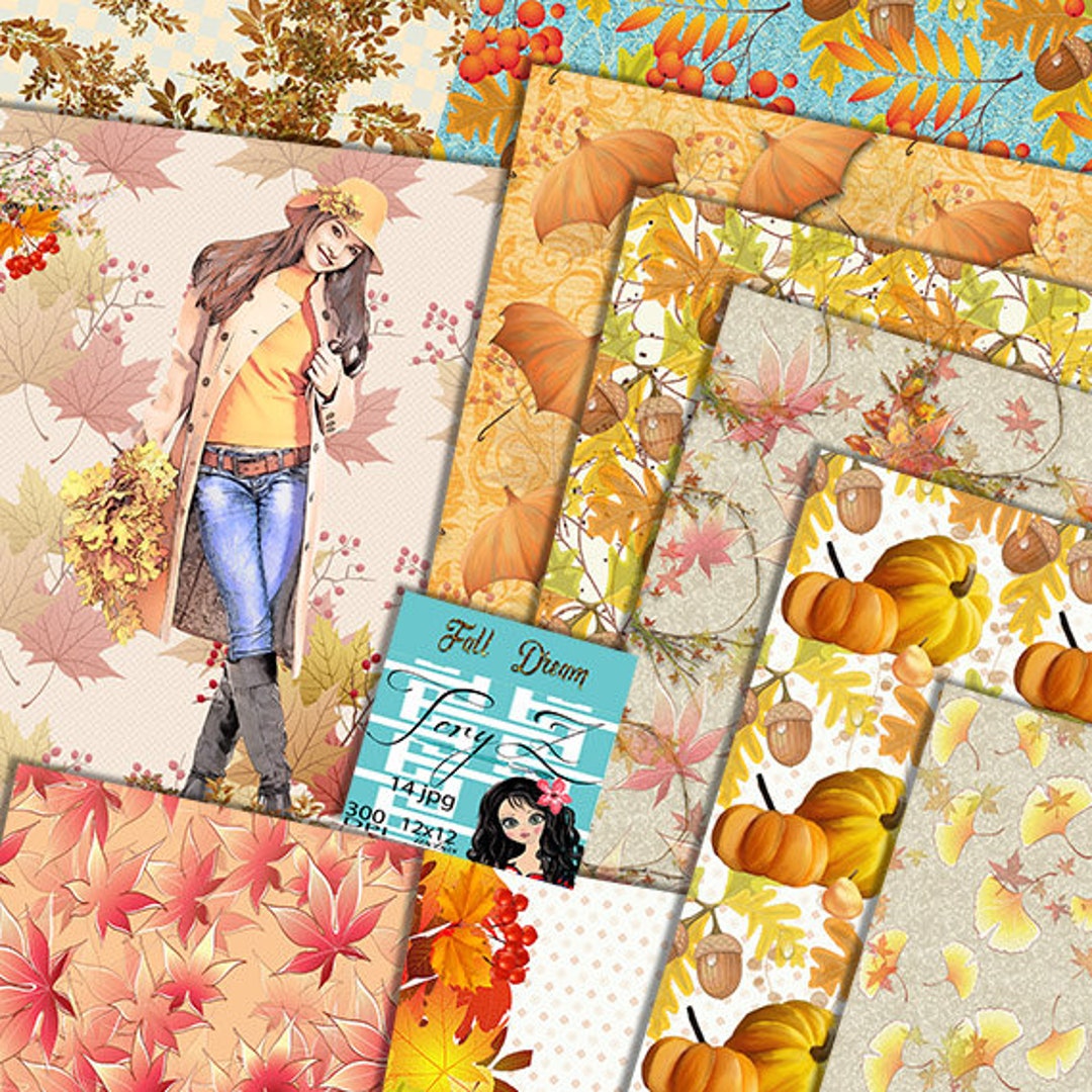 Fall Paper Pack Autumn Digital Paper Fall Digital Paper - Etsy