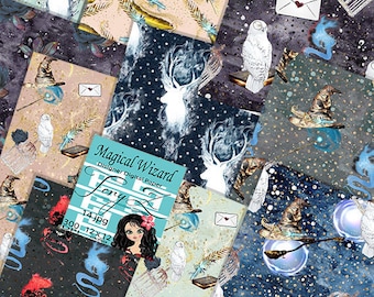 Wizard School Magic Digital Paper, Magic School Paper, Magic Fairy Wand Star fantasy texture Wizardry fantasy night sky Starry night sky