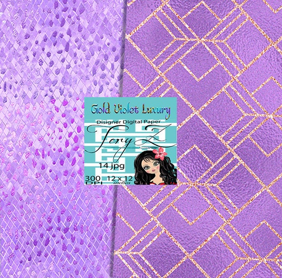 Gold Foil Paper Gold Violet Digital Paper Gold Glitter Etsy