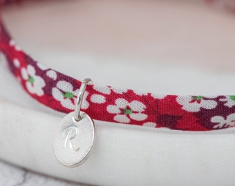 Liberty London Fabric Bracelet: Sterling Silver Initial Charm
