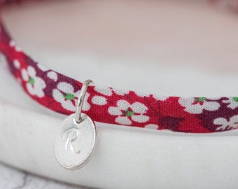 Friendship Bracelet - Liberty Of London - Initial Jewellery - Fabric Bracelet - Sterling Silver - Floral - Gift For Her - Best Friends