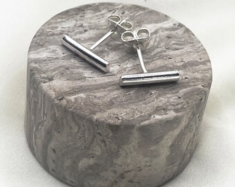 Sterling Silver Bar Stud Earrings: Petite Minimalist Jewelry
