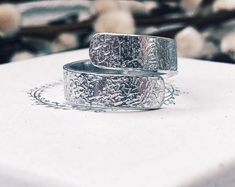 Statement Thumb Wrap Ring - Hand Stamped Confetti Texture - Jewellery - Unique Rings - Wide Band