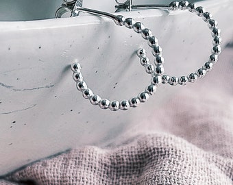 Sterling Silver Beaded Hoop Earrings: Petite Dotty Hoops