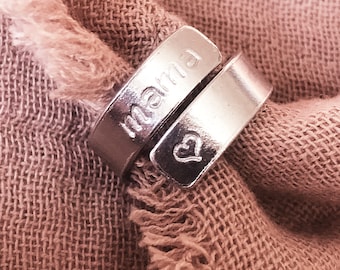 Mama Thumb Ring, Wrap Around Ring, Adjustable Ring,Personalised, Hand Stamped, Mama, Mum Gift, Statement Ring, Rings, Mummy, New Mum Gift
