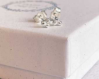 Triple dot stud earrings - ball sterling silver - scroll back - trio - petite studs - conch - upper lobe- dotty - seconds - thirds - dainty