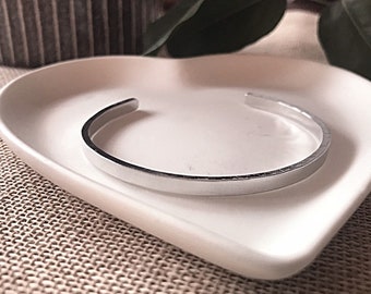 Plain Aluminum Stacking Cuff Bracelet with Heart Detail
