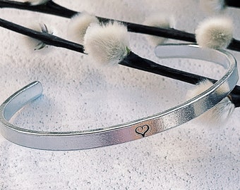 Heart bracelet, stacking cuff, simple jewellery, gift for her, bridesmaids bracelet, hearts, love, friendship bracelet