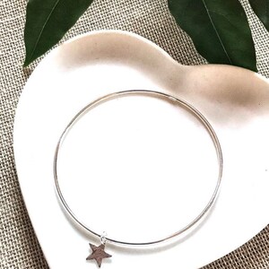Silver Star Bangle, Hammered Star Bracelet, Sterling Silver, Stacking Bangle, Layer Jewellery image 3