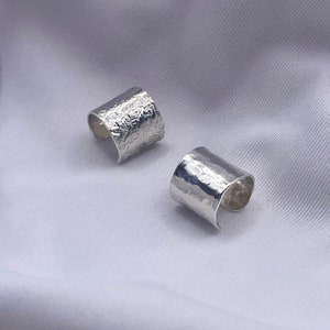 Ear Cuff Sterling silver- non pierced earring - fake piercing - chunky earcuff - minimalist- hammered textured - clip on earrings