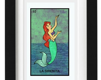 La Sirenita / mermaid Loteria print