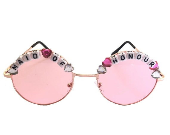 MAID OF HONOUR Round Hen Party Wedding or Festival Sunglasses - Custom Designs Available