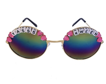 YASSS KWEEN Round Colour Tint Festival Sunglasses - Custom Designs Available