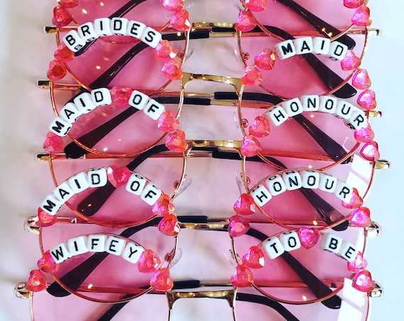 Set of 5 Wedding/ Hen Party Round Festival Sunglasses - Custom Designs Available