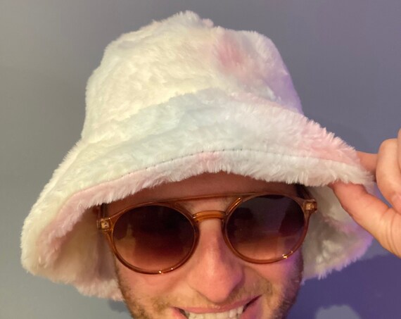 Fluffy Pastel TIE DYE Faux Fur Bucket Hat