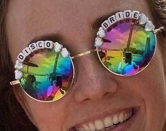 DISCO <3 BRIDE Custom Hen Party Festival Sunglasses - Personalisable