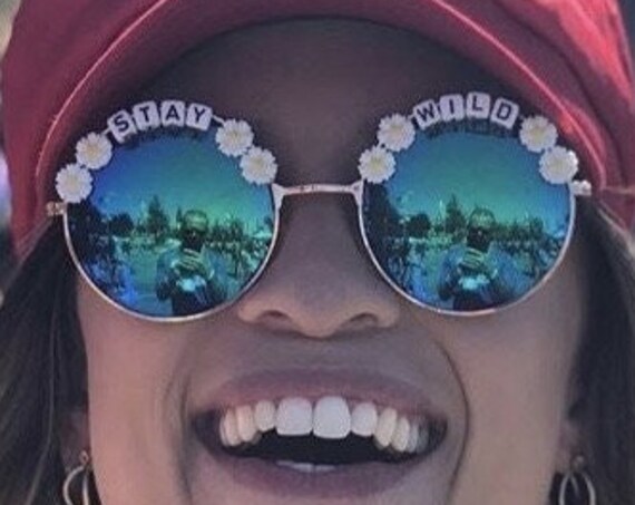STAY <3 WILD Round Daisy Festival Sunglasses - Custom Designs Available