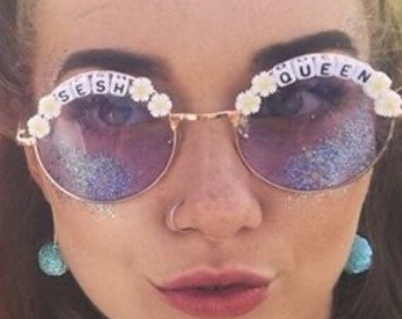 SESH KING or QUEEN Round Festival & Rave Sunglasses - Custom Designs Available