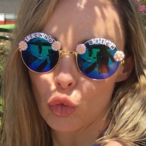 TECHNO BITCH Round Festival / Rave / Party Sunglasses - Custom Designs Available