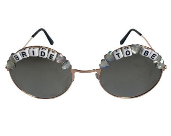 BRIDE <3 TO BE Round Silver Mirror Hen Party Festival Sunglasses - Custom Designs Available