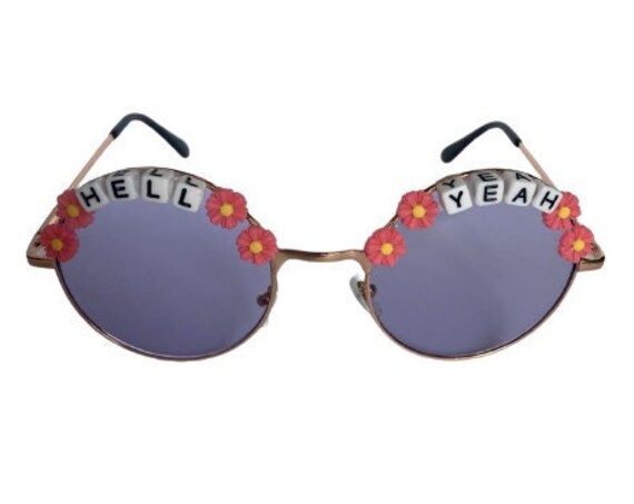 HELL <3 YEAH Round Colour Tint Festival Sunglasses - Personalised Available