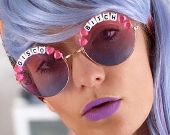 DISCO <3 BITCH Round Festival Sunglasses - Custom Designs Available