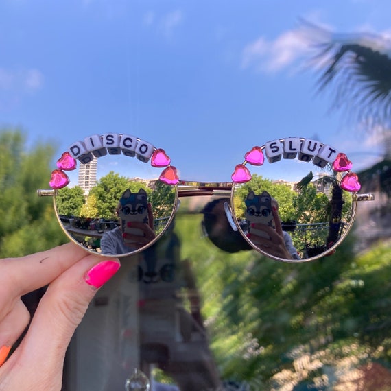 DISCO SLUT Round Festival Sunglasses - Custom Designs Available