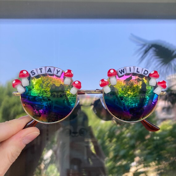 DESIGN Your OWN TEXT Mushroom Festival & Party Sunglasses