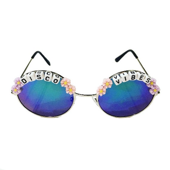 DISCO <3 VIBES Round Mirror Festival Sunglasses - Custom Designs Available
