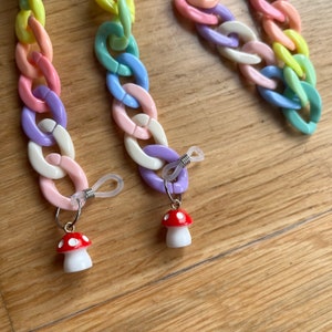 Chunky Pastel Sunglasses Lanyard / Chain (Optional) Mushroom Charms