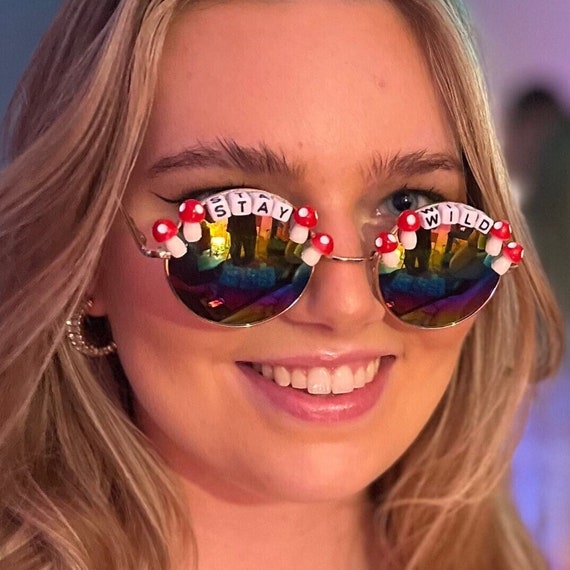 DESIGN Your OWN TEXT Mushroom Festival & Party Sunglasses