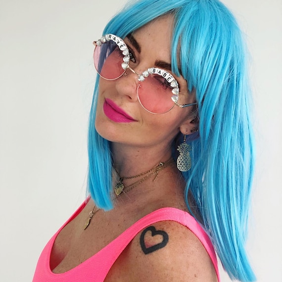 RAVE <3 BABE Round Colour Tint Festival Sunglasses - Custom Designs Available