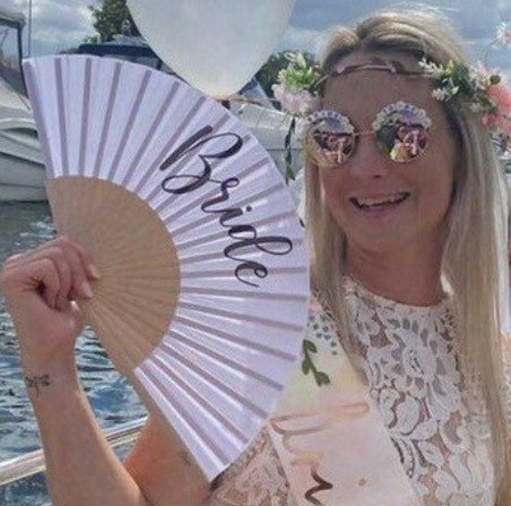 BRIDE Print Folding Hand Fan for Hen or Wedding