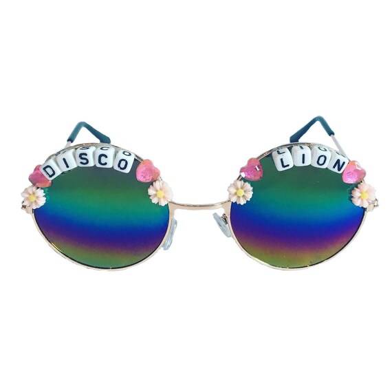 DISCO <3 LION Round Mirror Daisy Festival Sunglasses - Custom Designs Available