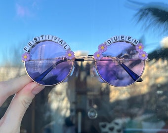 FESTIVAL QUEEN Round Festival Sunglasses - Personalised Available