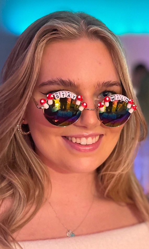 DESIGN Your OWN TEXT Mushroom Festival & Party Sunglasses