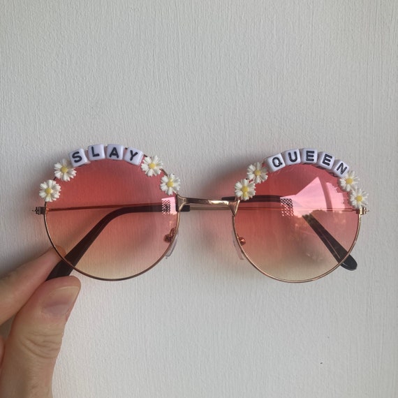 SLAY QUEEN Round Mirror or Tint Festival Sunglasses - Custom Designs Available